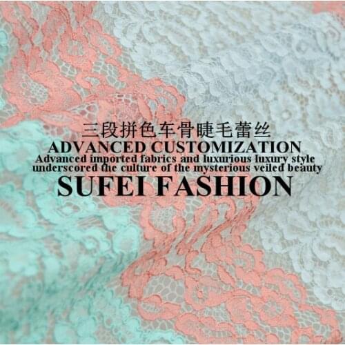 150cm orange and blue embroidery lace fabric for dress shirt clothes clothing decoration