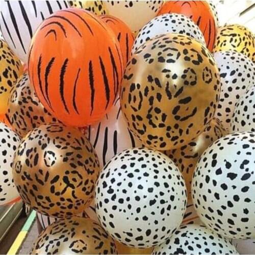 20pcs 12inch Jungle Animal Latex Balloons Cow Tiger Zebra Leopard Foil Balloon Birthday Party Decor Kids Birthday gift Globos