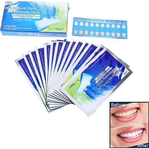 28Pcs/14Pair White Gel Teeth Whitening Strips Oral Hygiene Dental Bleaching HNKMP