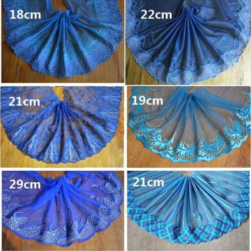 3M/lot Wide beautiful Blue series mesh embroidery lace Toy doll decorative lace SC747