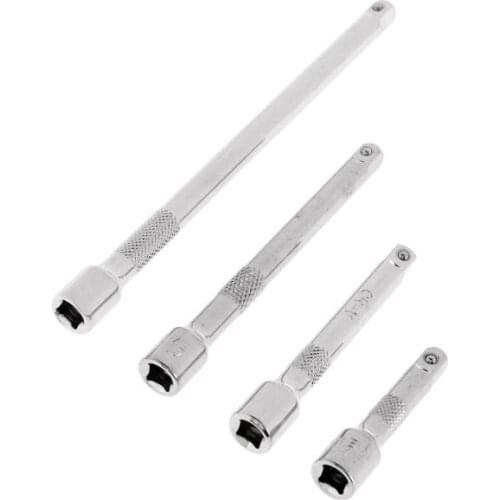 4pc 1/4" Long Extension Extender Bar Set Hexagonal Handle Square Head Sleeve Rod Connection Conversion Extension Rod