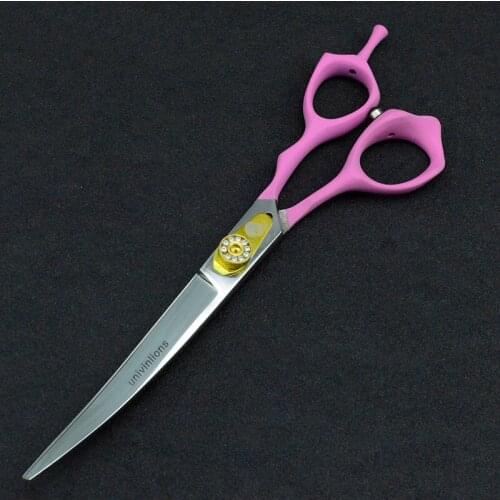 7" Pet Dogs Gromming Scissors Up Curved Shears Sharp Edge Animals Cat Upward Hair Cutting Barber Cutting Tools Stainless Steel