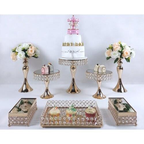 Gold Mirror Metal Cake Stand Round Wedding Birthday Party Dessert Cupcake Pedestal Display Plate Home Decor