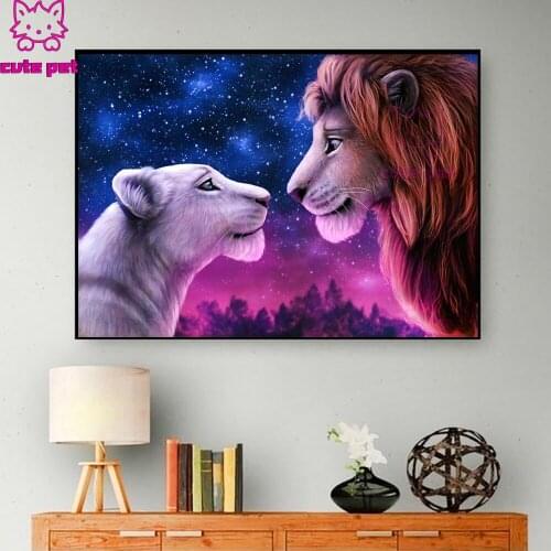 Diamond Painting Full Square Round Drill Lion King To My Love 5D Diamond Embroidery Cross Stitch child gift Mosaic Picture Decor
