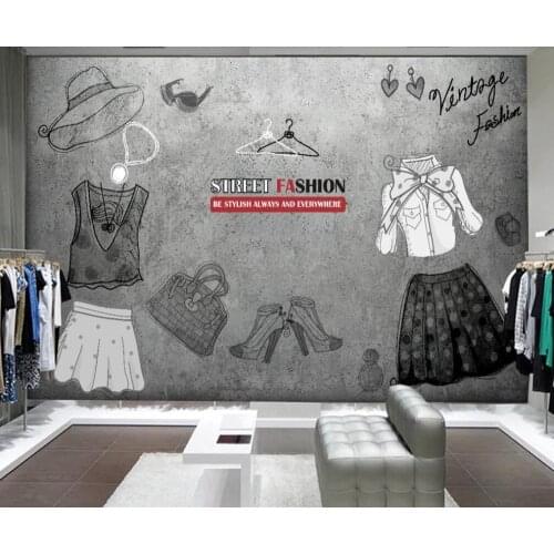 Customized large-scale 3D mural wallpaper vintage personalized womens clothing store cloakroom mall background wall