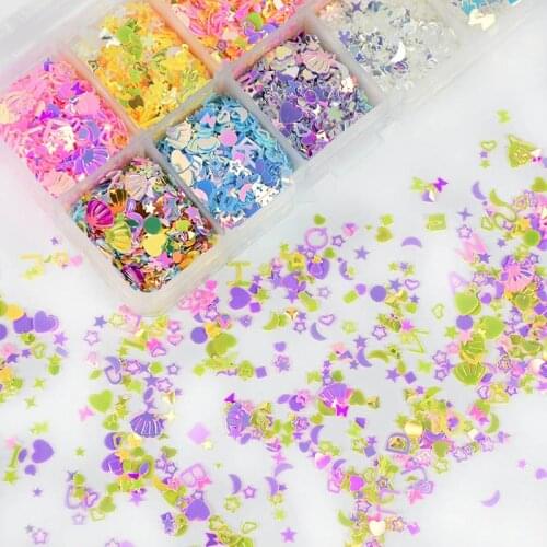 22g/bag Sequin Confetti Glitter Star Heart Flower Moon Shell Paillettes Confetti for DIY Nail Art Accessories Party Decoration