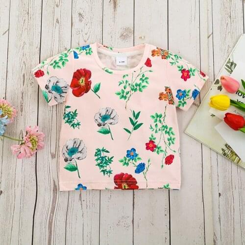 Infant Baby Girl Big/Little Sister Tee Shirt Short Sleeve Floral Print Bodysuit Outfits Set Clothes Teen Girls Tee Tops