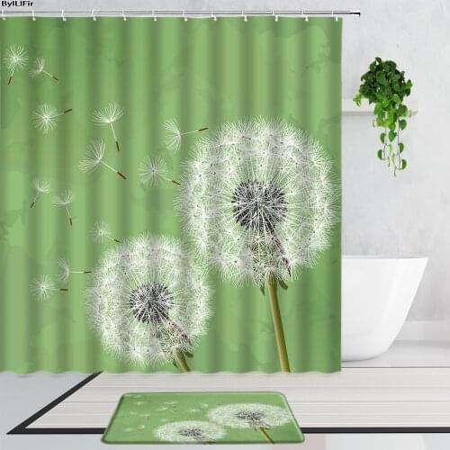 Dandelion Shower Curtains Creative Plants Flowers European Simple Art Decoration Bathroom Bath Curtain Anti-Slip Carpet Door Mat