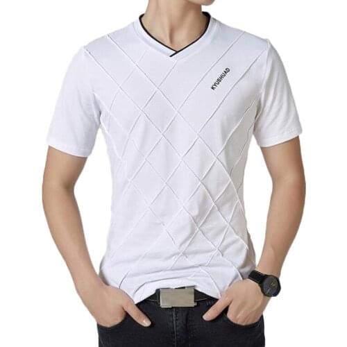 Short Sleeve T-Shirt T Shirt Men Summer Casual Cotton V Neck Striped Tshirt Mens Fashion Letter Design Solid Color Tee Tops 5XL