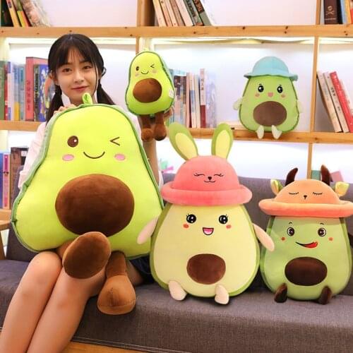 30-60CM Cute 3D Avocado Stuffed Plush Toy Soft Baby Doll Cartoon Fruit Pillow Sofa Cushion kids Girls Christmas birthday Gifts