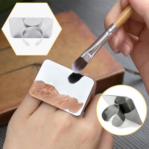 Makeup Tools Finger Ring Mix Color Palette Nail Manicure Eyeshadow Make Up Cream Make Up Accessories Stainless Steel Plat