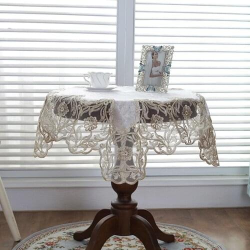 Exquisite European Embroidery Tablecloth Delicate Lace Trim Mantel Ganchillo Round Tablecloths Cotton Christmas Wedding Decor