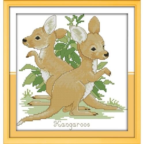 Everlasting Love Kangaroo Chinese Cross Stitch Kits Ecological Cotton Stamped Printed 14 11CT DIY New Year Decorations For Home