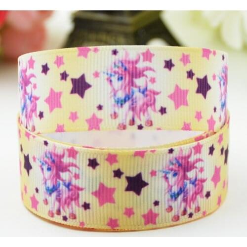 7/8'' 22mm,1" 25mm,1-1/2" 38mm,3" 75mm Unicorn Cartoon Character printed Grosgrain Ribbon party decoration X-01505 10 Yards