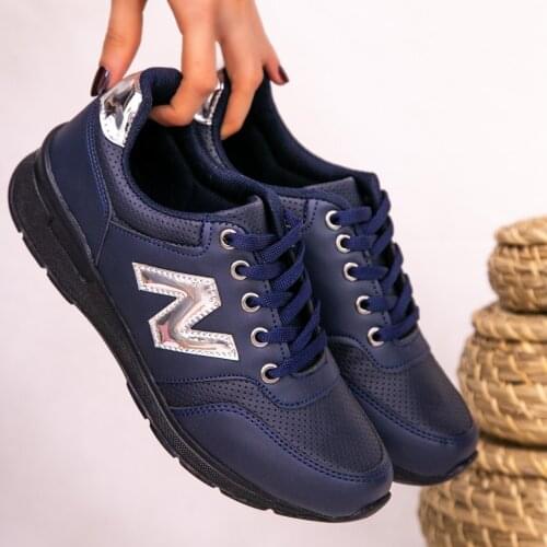 Tonar Serc Navy Blue Skin Lace-Up Sports Shoes New Season Convenient Seasonal Style Sneaker