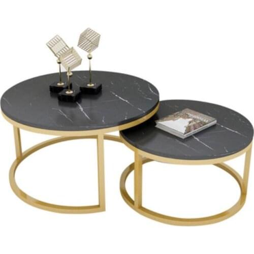 Round Iron art side table Coffee tables Tea table with tempered glass desktop