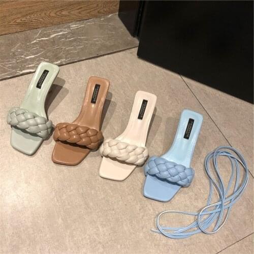 2021 Two Wearing Methods Goddess Summer Sandals Twist Woven Open-toed Stiletto Sandals Slippers Fairy Beach Shoes