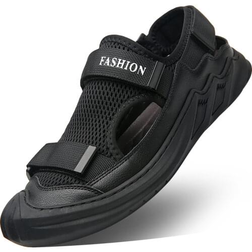 LONGDUNFEI Men's Leather Sandals