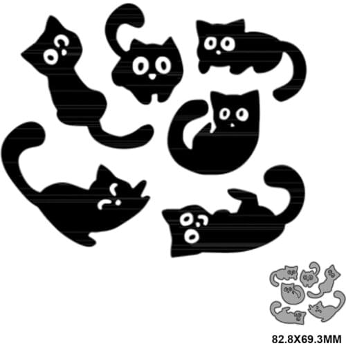 6pcs Happy Halloween Cat Metal Cutting Dies Stencils For DIY Scrapbooking Photo Album Season Embossing DIY Paper Cards 2021 New