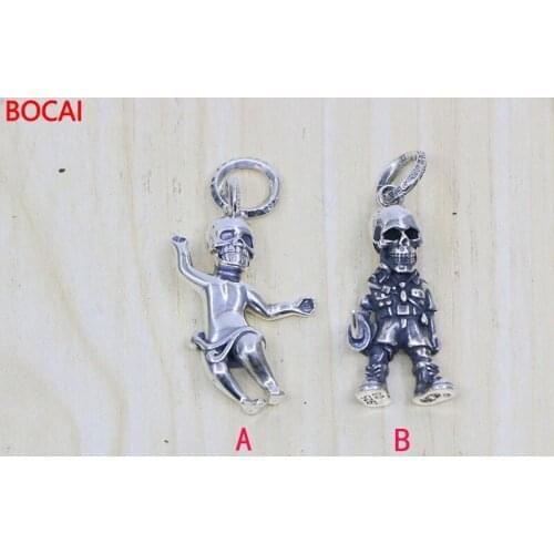 Really 100% 925 Sterling Silver Skull Soldier Pendant Vintage Thai Silver Personalized Necklace 3D Pendant
