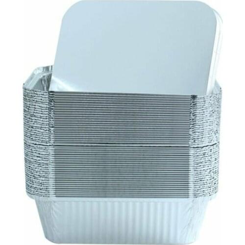100PCS Aluminum Foil Pans Trays Baking One-off Heat Resistant 550ml with Lids 16*13*4.2cm Baking Pan Bakeware BBQ Drip Pan