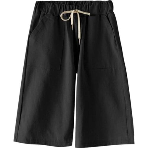 Wide Leg Shorts Womens Summer Elastic Waist Drawstring Loose Five Points Trouser Oversized Harajuku Clothes Plus Size Shorts 7XL