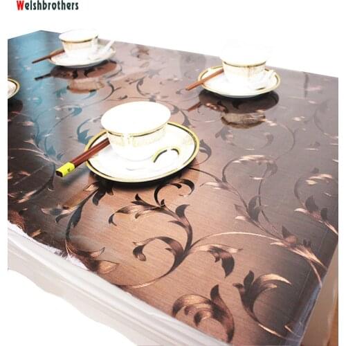 Kitchen oil pattern transparent pattern tablecloth waterproof PVC tablecloth glass tablecloth quality soft cloth 1.0 mm2019