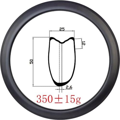 Light 350g 700c 50mmx25mm Asymmetry Tubular carbon rim basalt brake UD 3K 12K matte glossy 18H 20H 24H 28H 32H gravel road bike