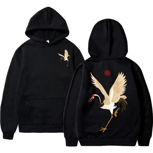 Printing Japanese Crane Hoodies Men/Women 2021 Hip Hop Casual Streetwear Hooded Sweatshirts Harajuku Male Hoodie