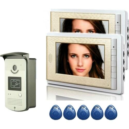 Video intercom access control system door camera waterproof 700TVL RFID electric door lock 7" video door phone entry system
