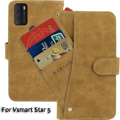 Vintage Leather Wallet Vsmart Star 5 Case 6.53" Flip Luxury Card Slots Cover Magnet Phone Protective Cases Bags