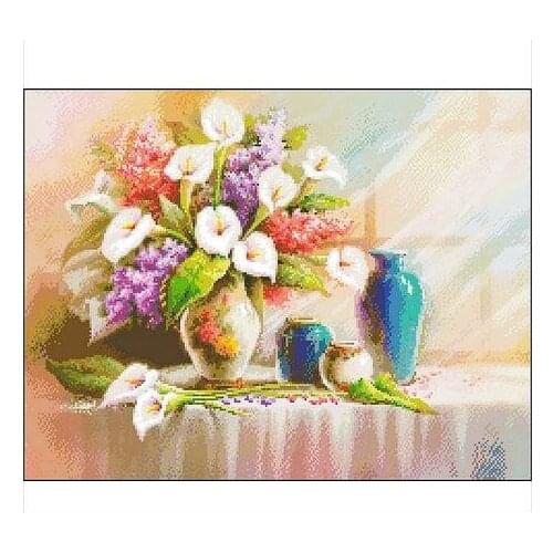 Embroidery Package Hot Sell Best Quality Cross Stitch Kits Flower Vase Famous Free Shipping