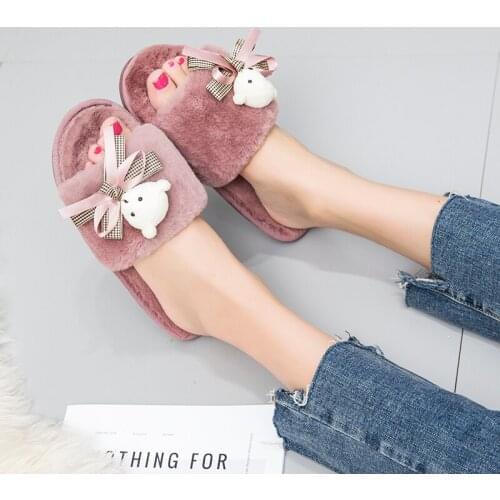 Women Winter Home Slippers Cartoon Shoes Non-slip Soft Winter Warm House Slippers Indoor Bedroom Floor Shoes femmes chaussures