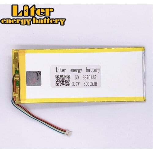 1.0MM 5pin connector Customized 3.7 V 3870135 5000mah li-polymer battery li polymer Tablet PC battery