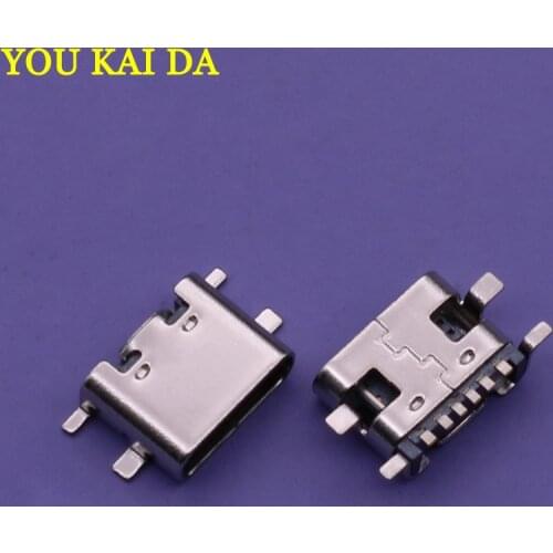 10Pcs/Lot Micro Usb Jack 3.1 Type-C 6Pin Smd4 Female Connector For Mobile Phone Charging Port Socket