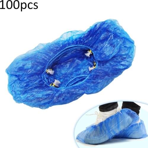 100Pcs Disposable Plastic Thick Outdoor Rainy Day Carpet Cleaning Shoe Cover Blue Waterproof Shoe Covers Hot Sale Shoe Cover