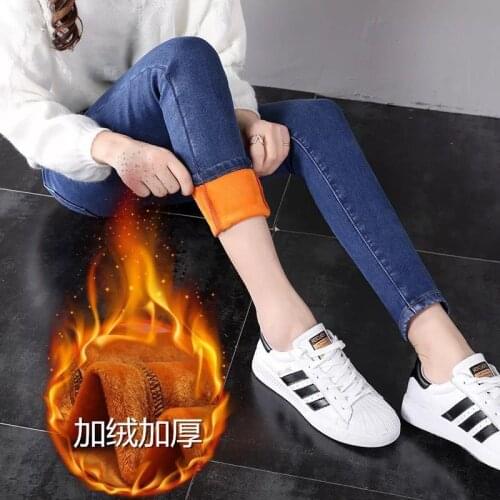 2019 Band Winter Jeans For Women Elastic Jeans Female Soft Thickened Velvet black Warm Snow Jeans Denim Pencil Pants Trousers