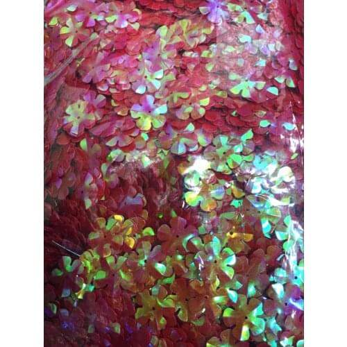 300pcs/lot Flower Sequins 20mm PVC Decoration Sewing DIY Wedding Craft Scrapbook For Clothing Red AB