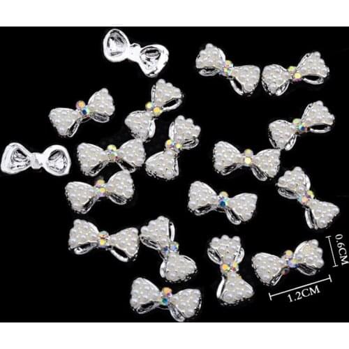 5pcs alloy bowknot nail decoration charm nail art rhinestone crystal gems glitter design accessories tools supplies 1.2cm*0.6cm
