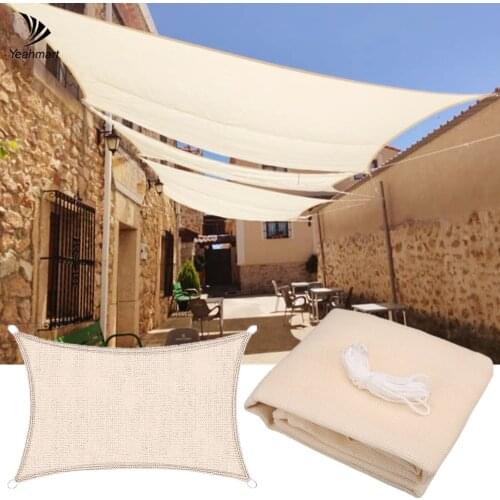 5x4M 3x2M Sun Sun Shelter Beige Rectangle HDPE Sunshade Net Tents Outdoor Garden Shade Cloth Patio Cover Anti-UV Car Cover 40%OF