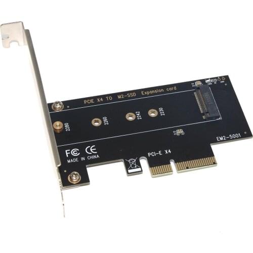 SSU EM2-5001 PCI-E 3.0 X4 to NVMe M.2 NGFF M Key SSD Riser Expansion Card Adapter