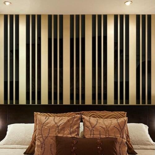 Acrylic Strip Mirror Wall Sticker TV background decorative wall mirror stickers gold black sliver color customize Wall Sticker