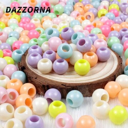 12mm 100/200/300Pcs Mixed Colors Acrylic Loose Spacer Beads Plastic Big Hole Round Beads for DIY Necklace Bracelet Accesories