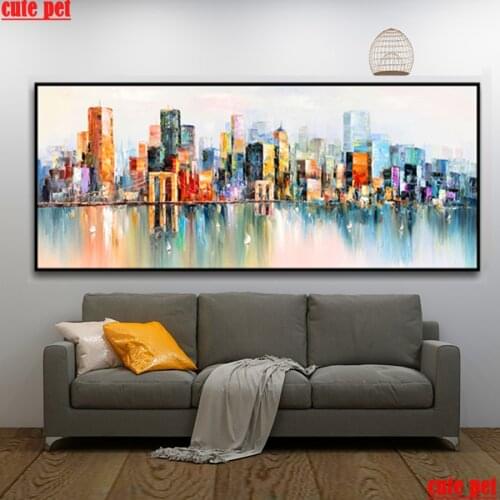 DIY Diamond Painting Cross Stitch Abstract city architecture kit large Diamond Embroidery rhinestone puzzle Decor Holiday gift