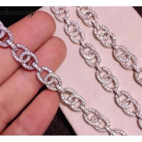 Choucong Tennis Chain bracelet Micro pave AAAA cz White Gold Filled Statement Party Wedding bracelets for women men Jewerly Gift