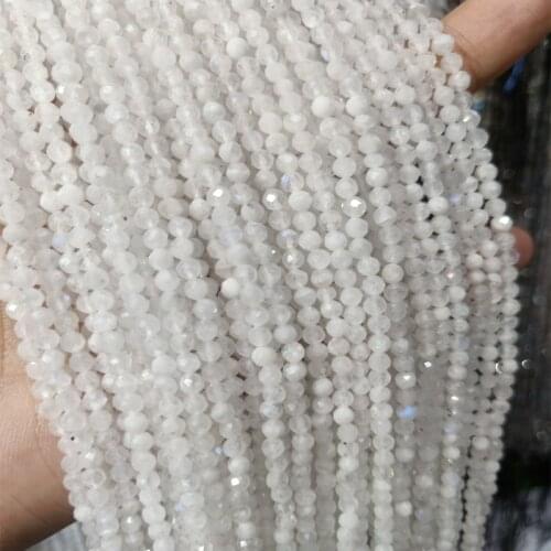 2mm 3mm 4mm Faceted Natural Moonstone Beads For Jewelry Making Round Loose Moon Gem Stone Beads DIY Accessories Strand 15