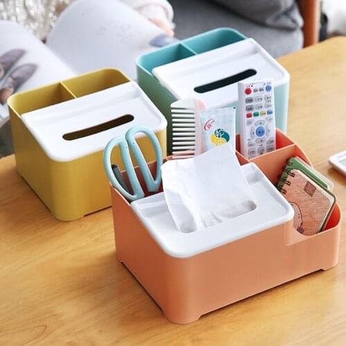 Household Tissue Boxes Napkin Holder Home Office Storage Remote Control Containers Desk Organizer Multifunctional Storage Box