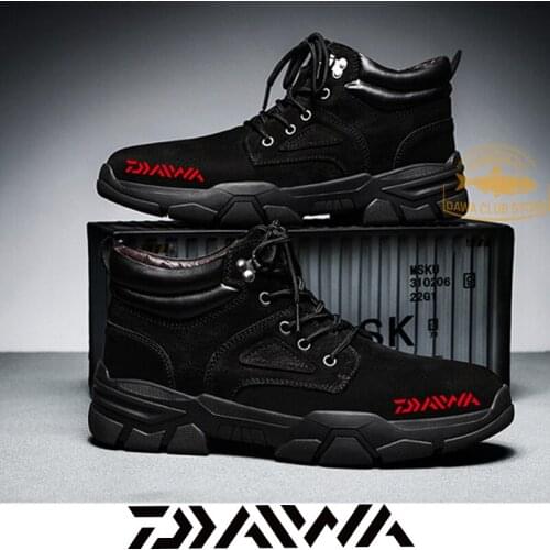 Daiwa Fishing Waterproof Shoes DAIWAOutdoor Mens Winter Sports Round Head Frosted Breathable Warm Wear-resistant Martin Boots