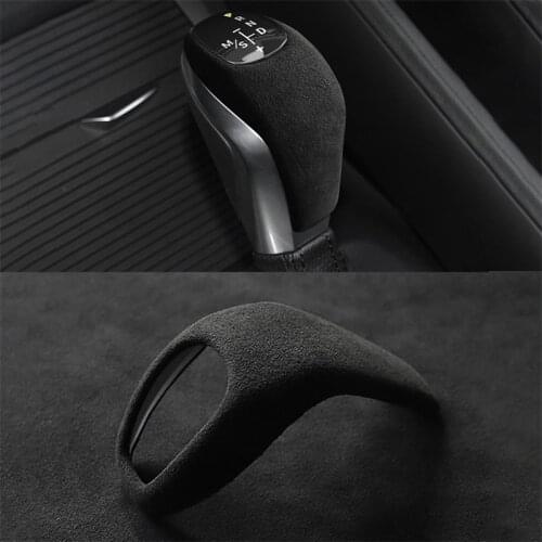 For BMW X1 X2 F47 F48 16-19 2 Series Wagon F45 F46 Fur Alcantara Shift Knobs Gear Shift Cover Car Accessories