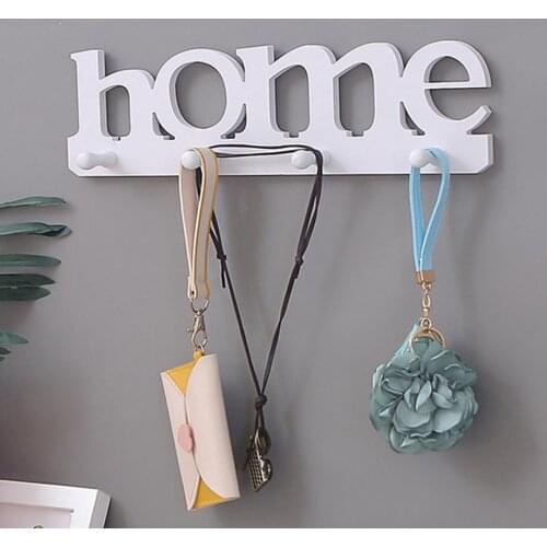 Home Letter Shape Pendant Punch Free Clothes Bag Key holder Storage Rack Shelf Bathroom Organizer Door Hanger Wall Decoration